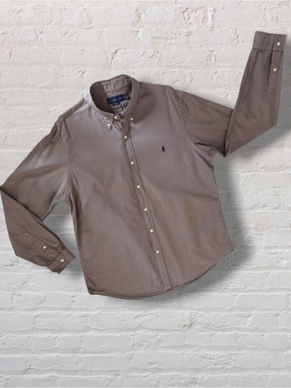Ralph Lauren Slim Fit Oxford Shirt XXL Gray Brown Long Sleeve Button Down